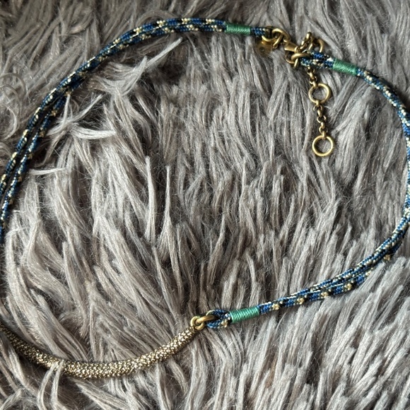 J.Crew Braided Rope Necklace Choker with Rhinestone-Encrusted Bar - Picture 2 of 11